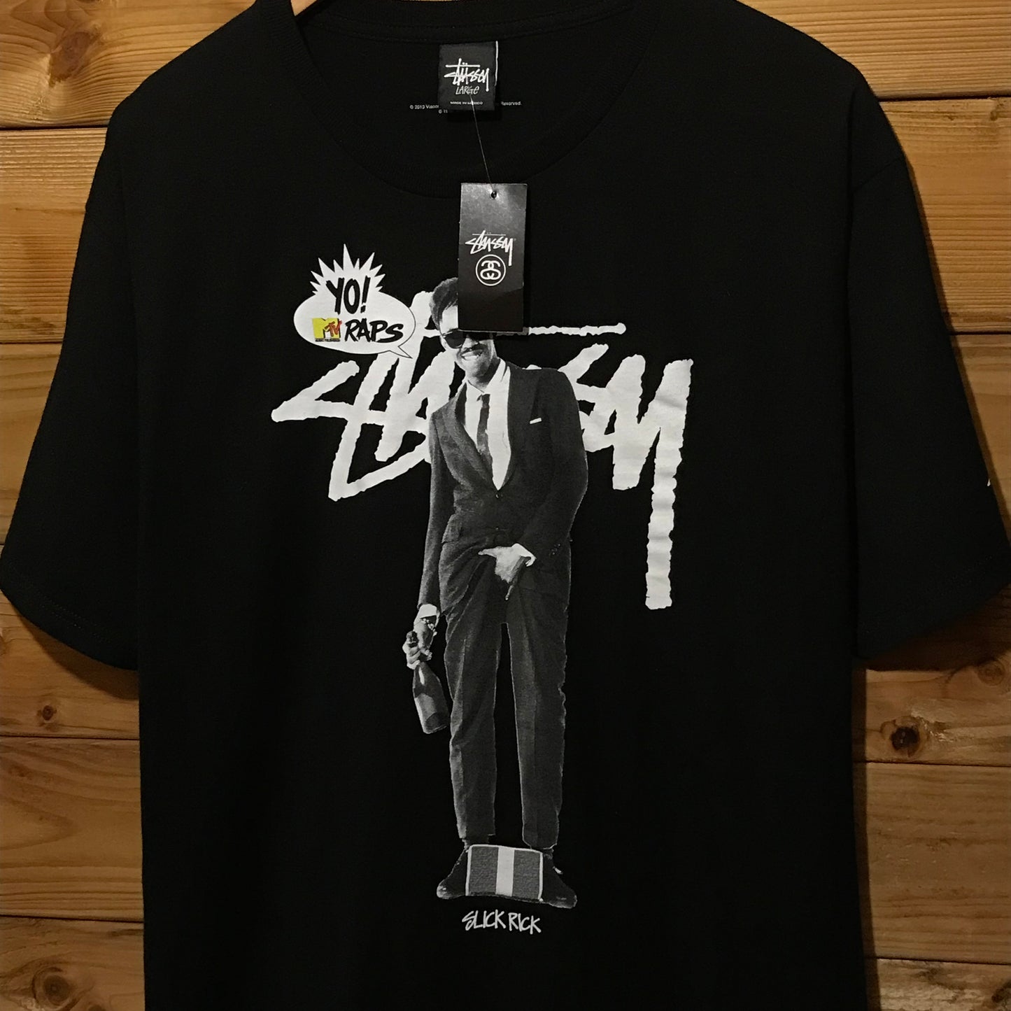 2013 Stüssy x MTV Raps Slick Rick Script Spellout t shirt