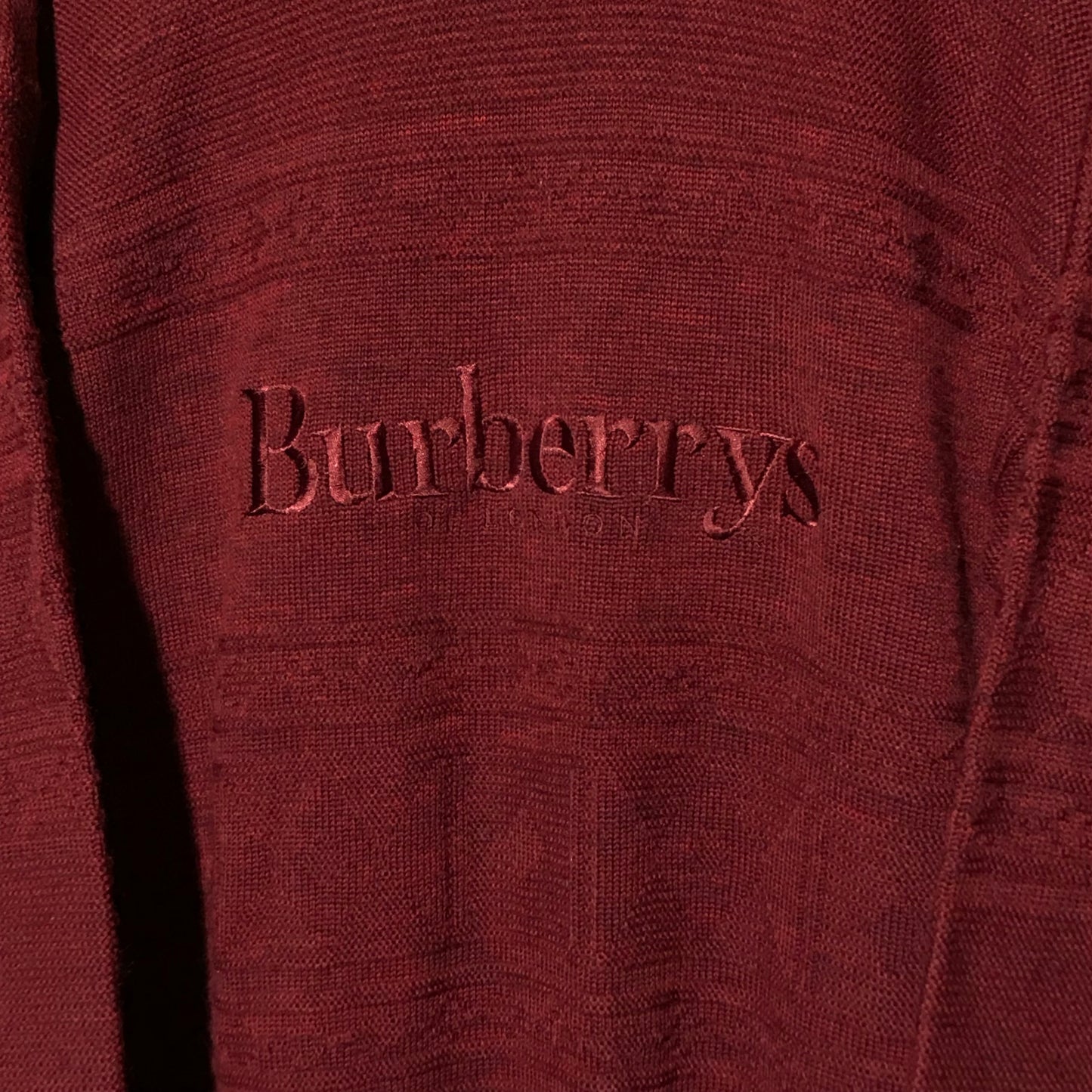 90s Burberry Centre Spellout Tonal Striped knit sweatshirt