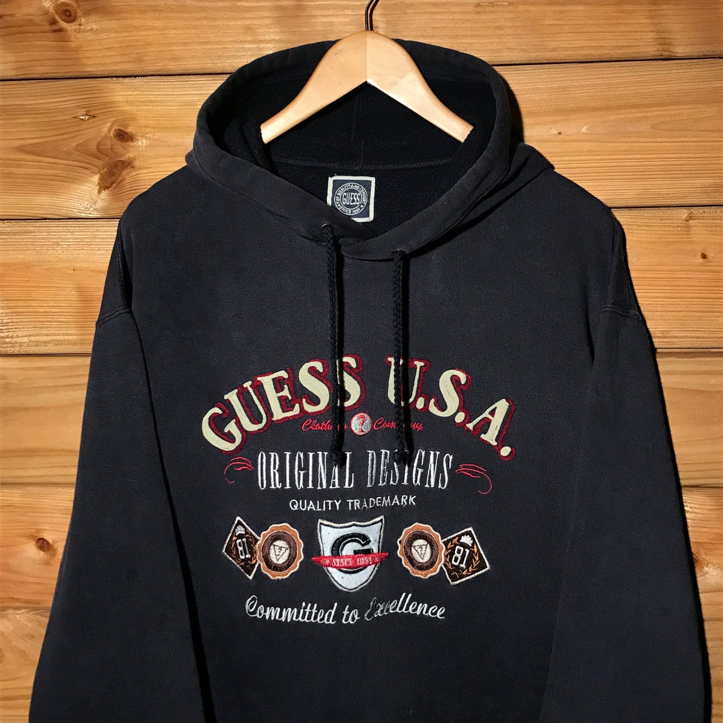 90s Guess USA Arc Spellout Crests hoodie