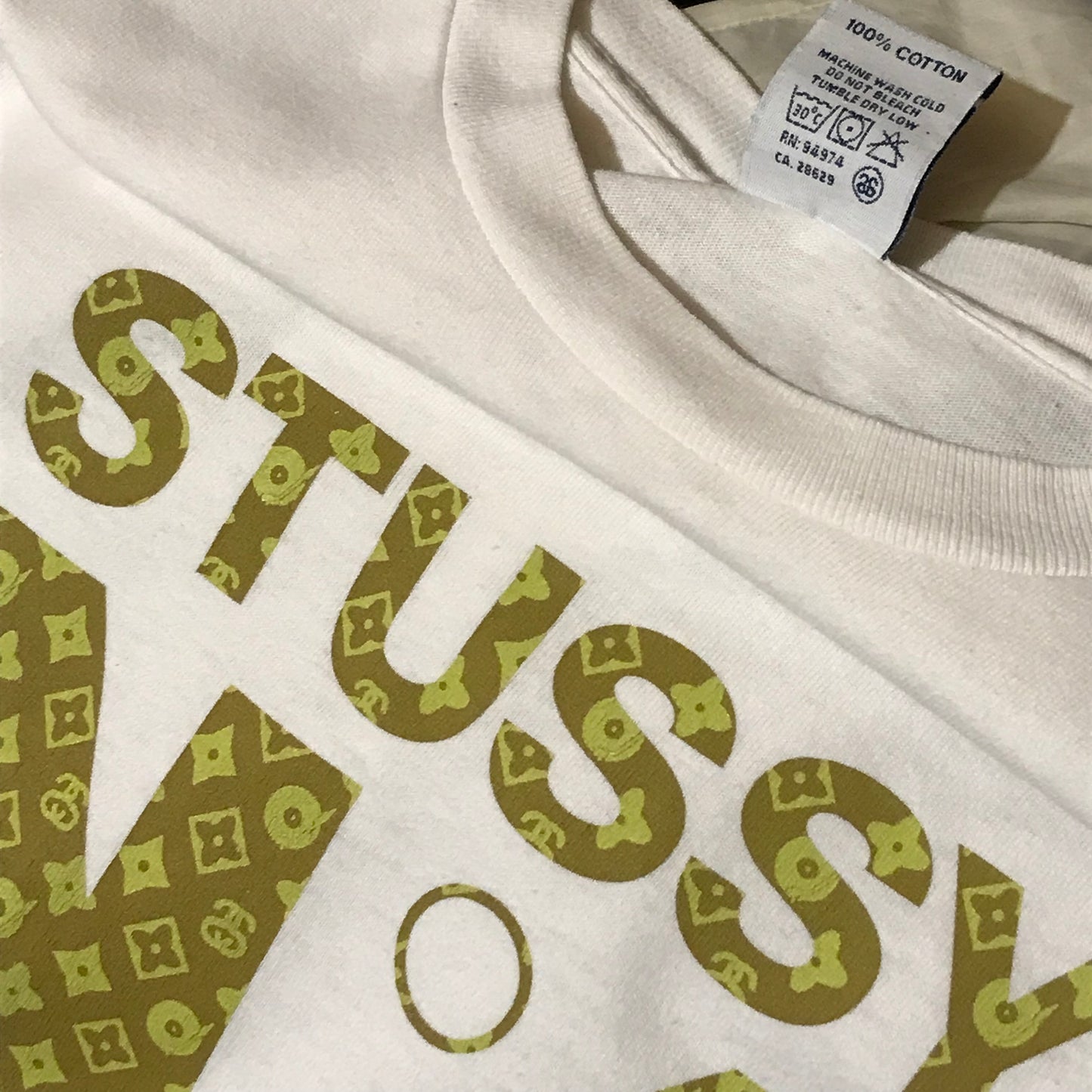 Stüssy N4 Louis Vuitton Monogram Parody Centre Spellout t shirt