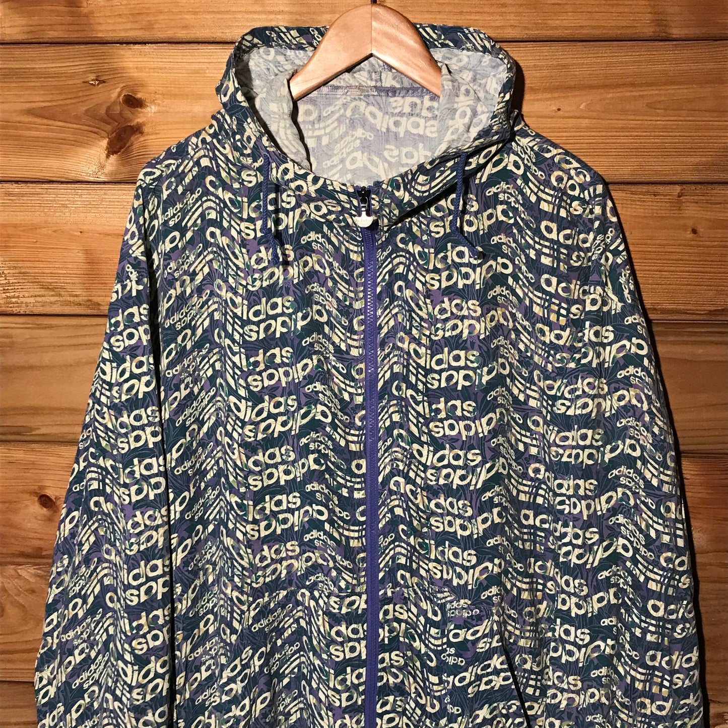 90s Adidas Wavy Repeat Spellout AOP jacket