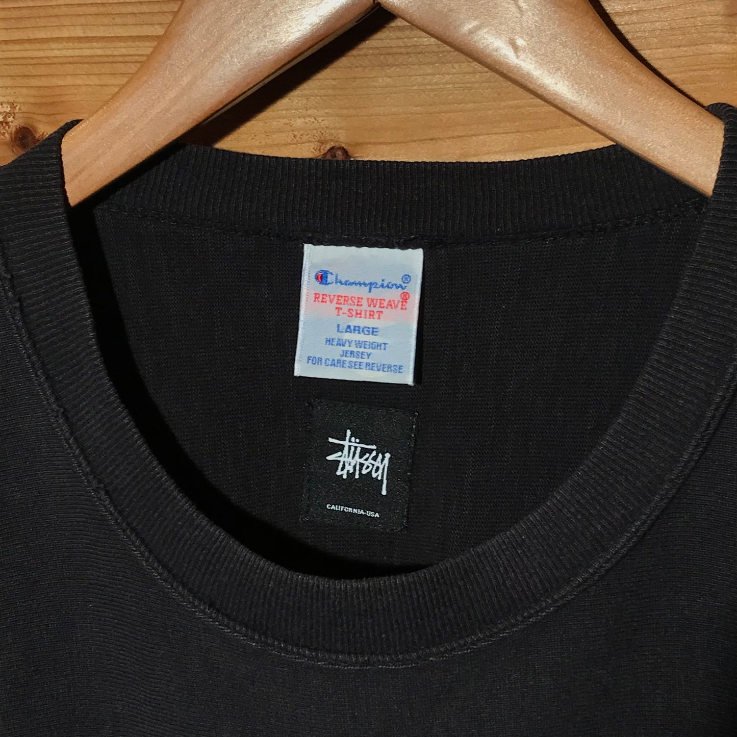 2014 Stüssy x Champion Hunter Camo Spellout t shirt