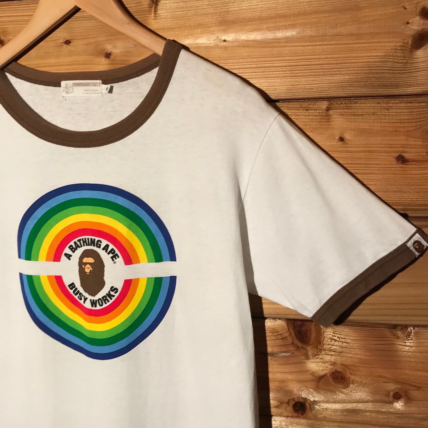 Bape, A Bathing Ape Busy Works Rainbow Circle ringer t shirt