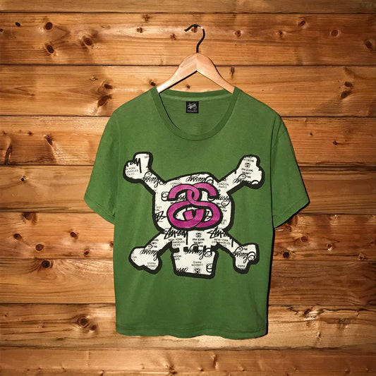 Stüssy Link Logo Skull and Crossbones t shirt