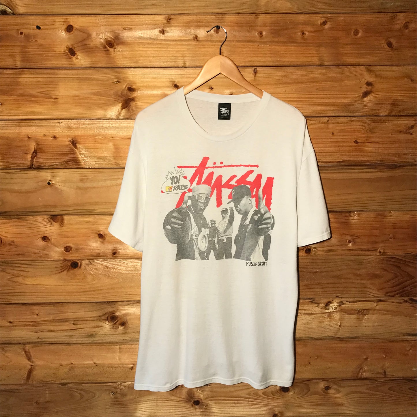 2013 Stüssy x MTV Raps Public Enemy Script Spellout t shirt