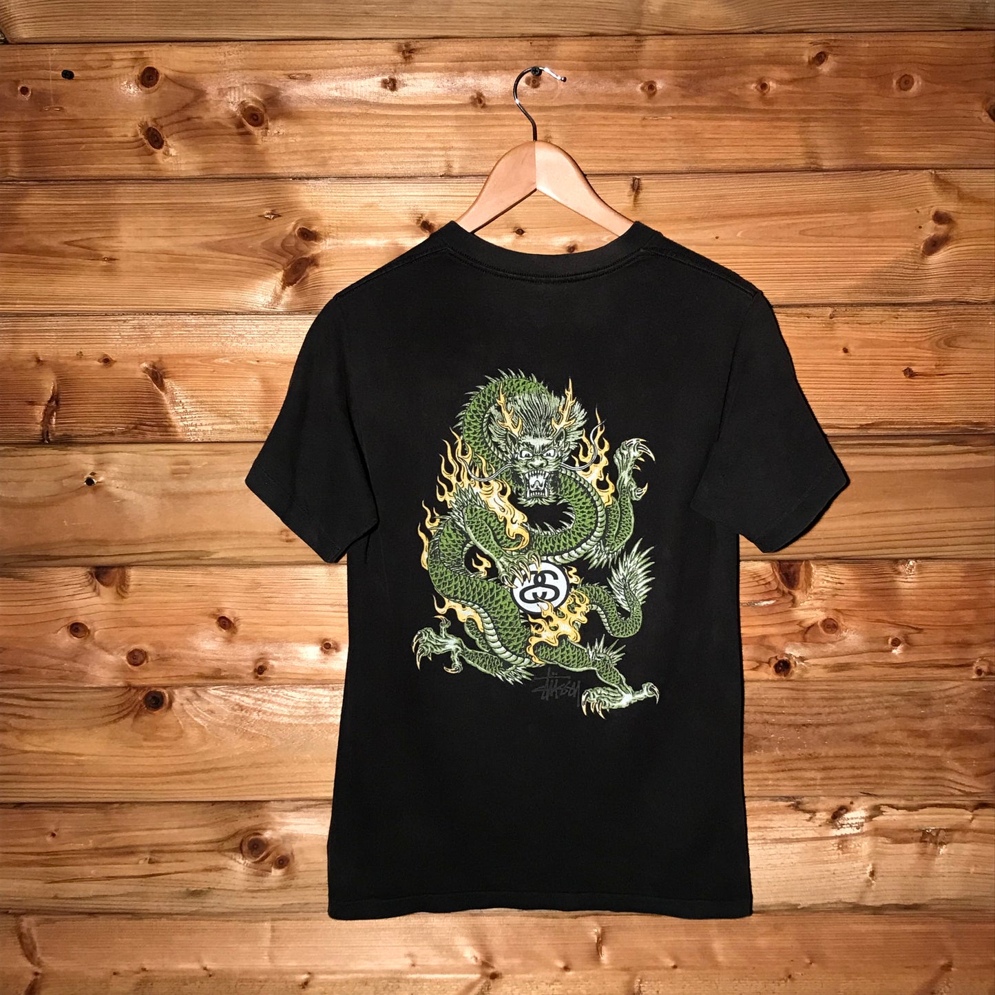 90s Stüssy Dragon Link Logo Script Spellout t shirt