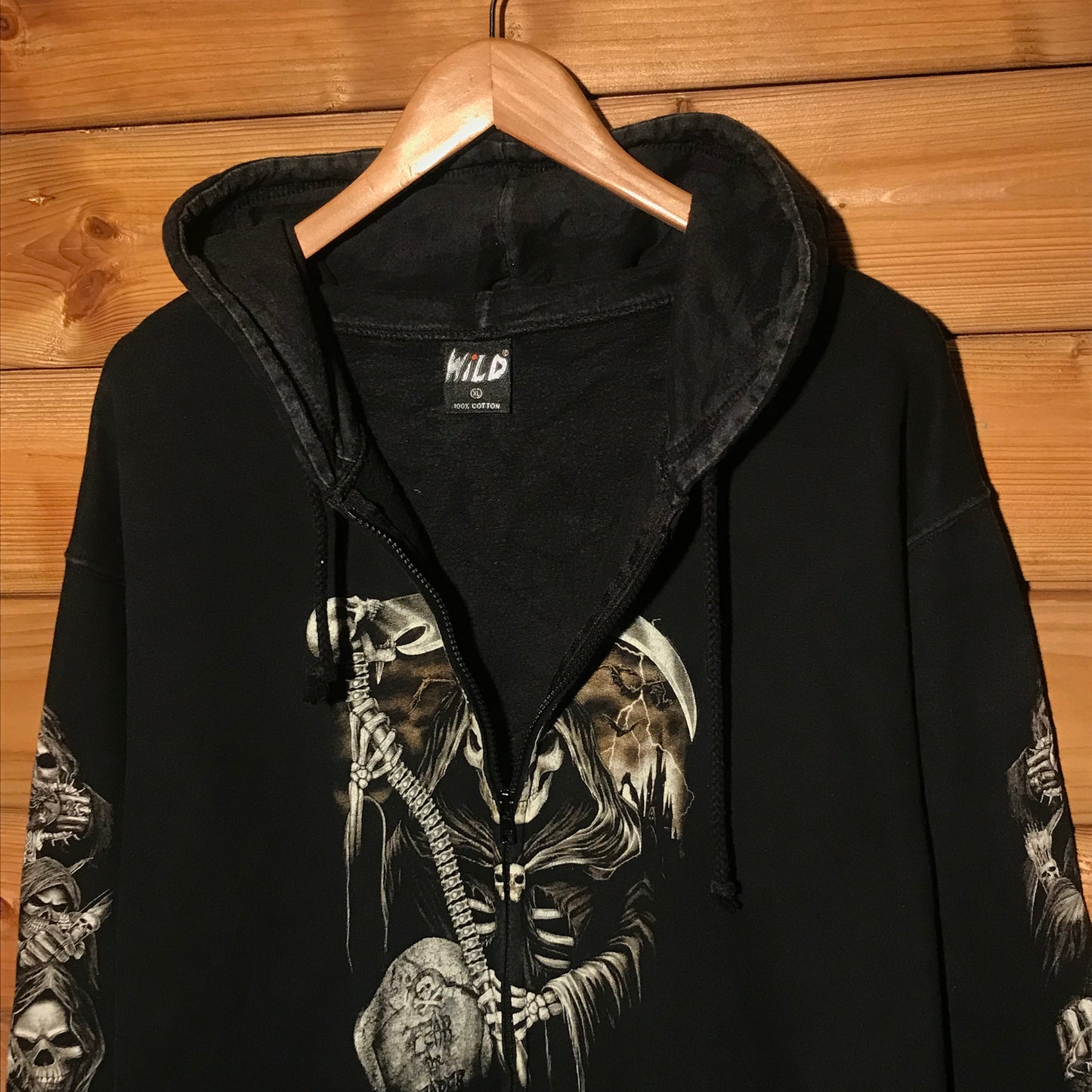 Wild Copyright Grim Reaper Skeleton zip up hoodie