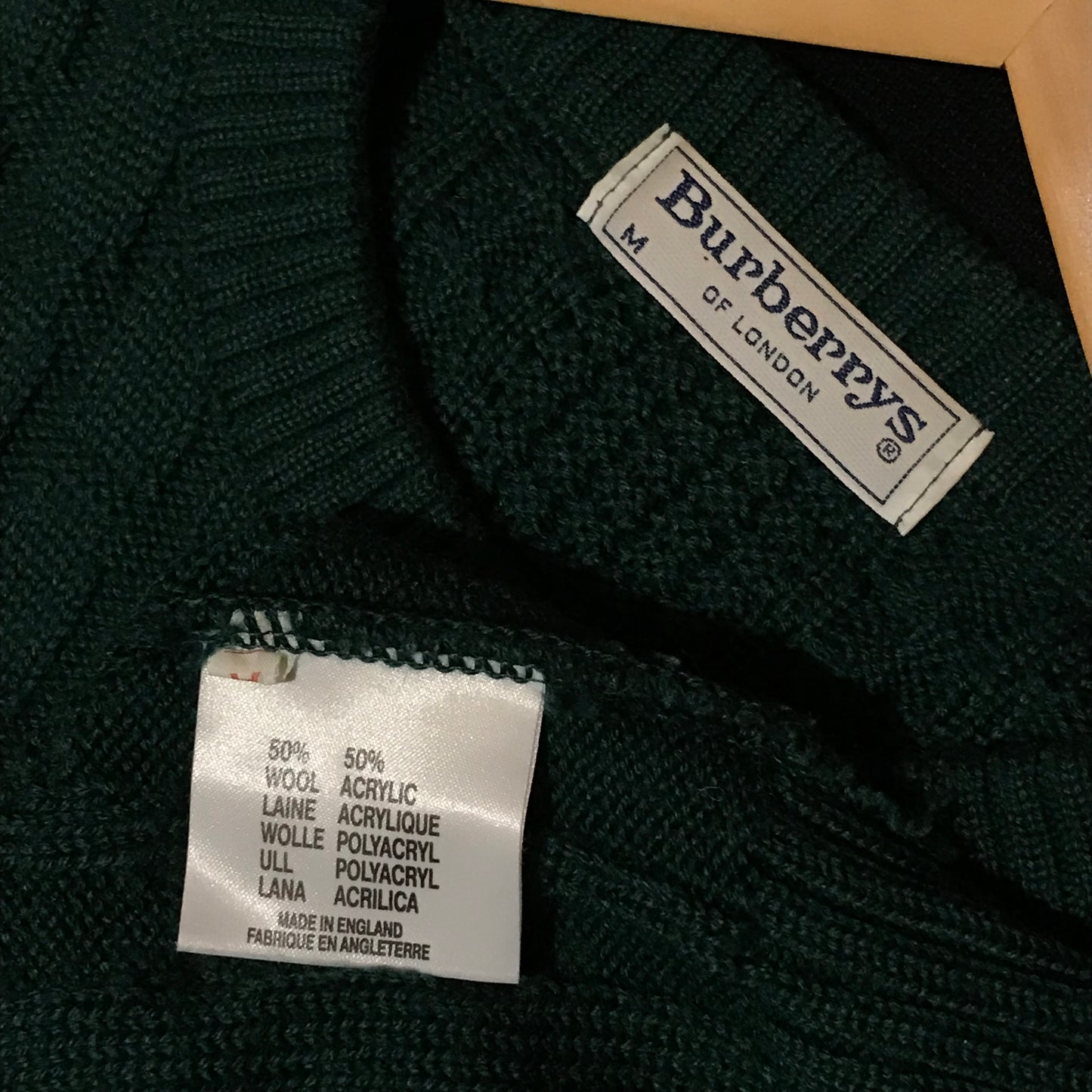 90s Burberry Centre Spellout cable knit sweatshirt