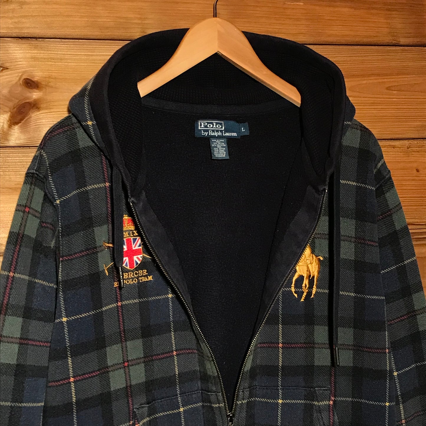 90s Polo Ralph Lauren Mercer Team Plaid zip up hoodie