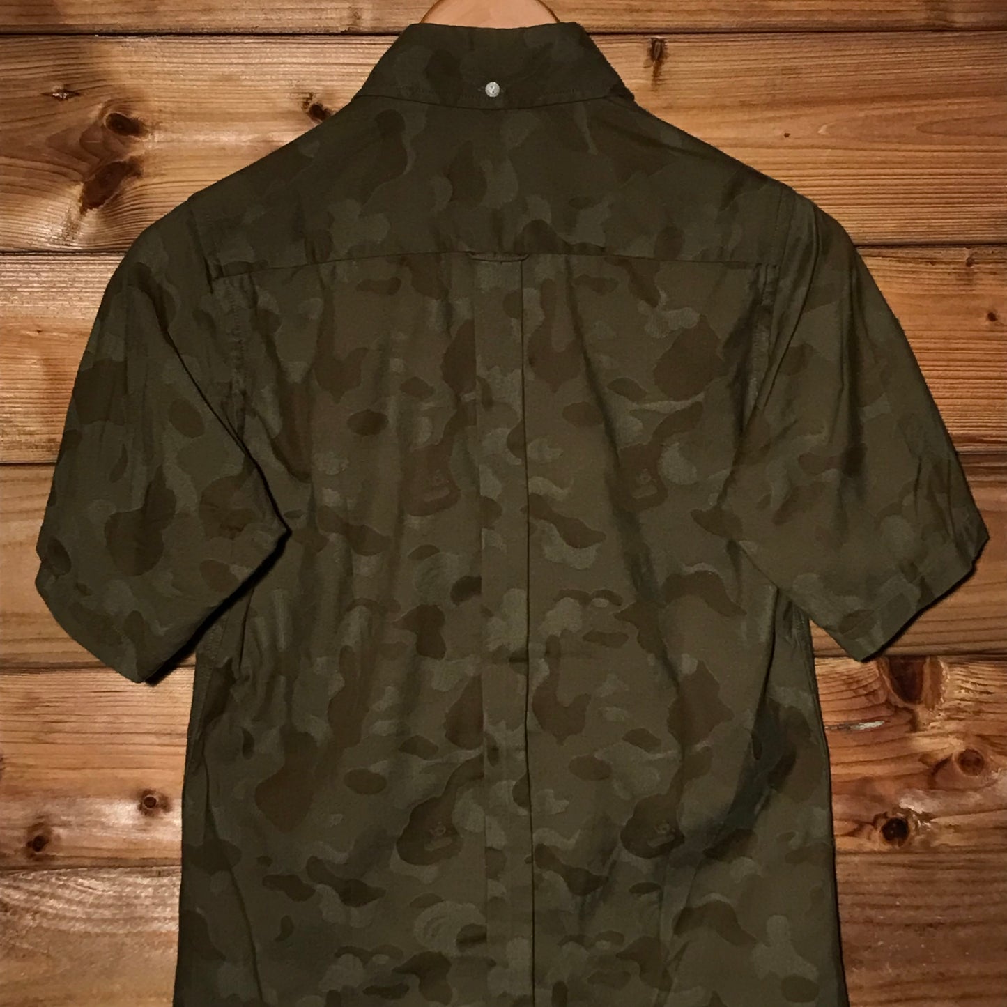 Bape, A Bathing Ape Tonal Green Camo AOP button up shirt