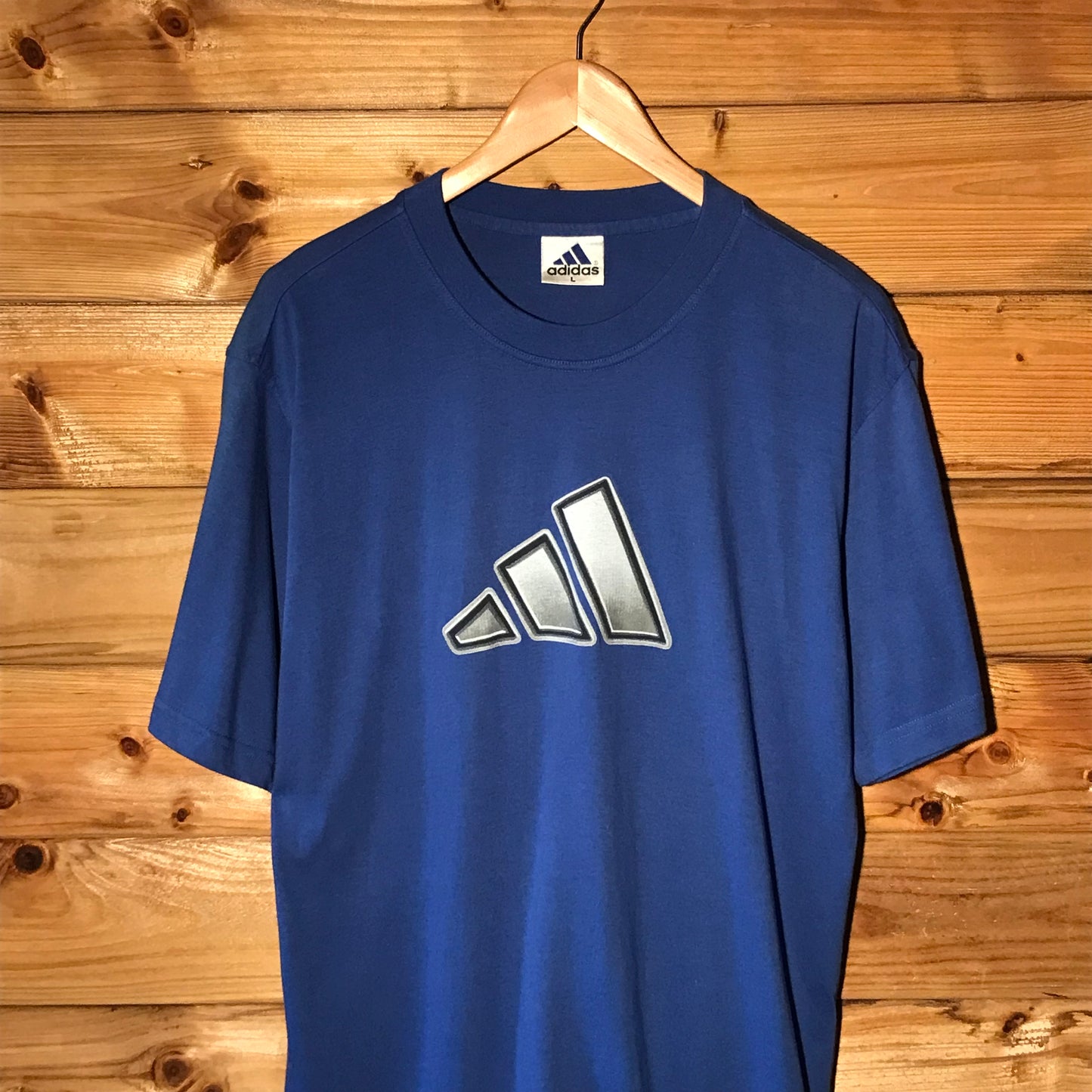 90s Adidas 3D Centre Striped Logo t shirt