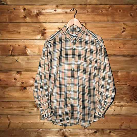 90s Burberry Nova Check Pattern button up shirt