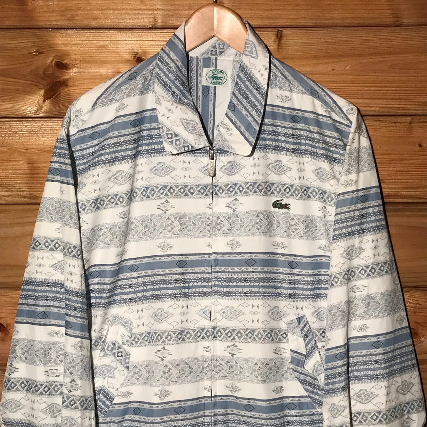 80s Lacoste Aztec Pattern AOP zip up jacket