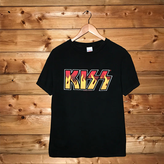 2001 Kiss Flame Centre Spellout Band t shirt