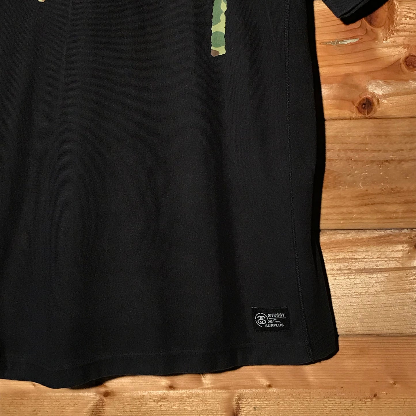 2014 Stüssy x Champion Hunter Camo Spellout t shirt