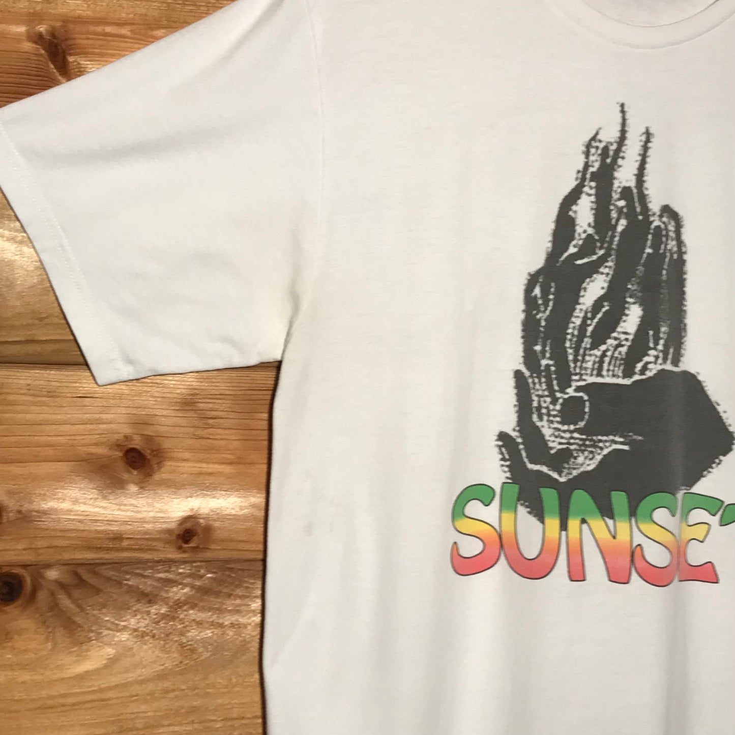 2016 Stüssy x DSM Sunset Flame Centre Spellout t shirt