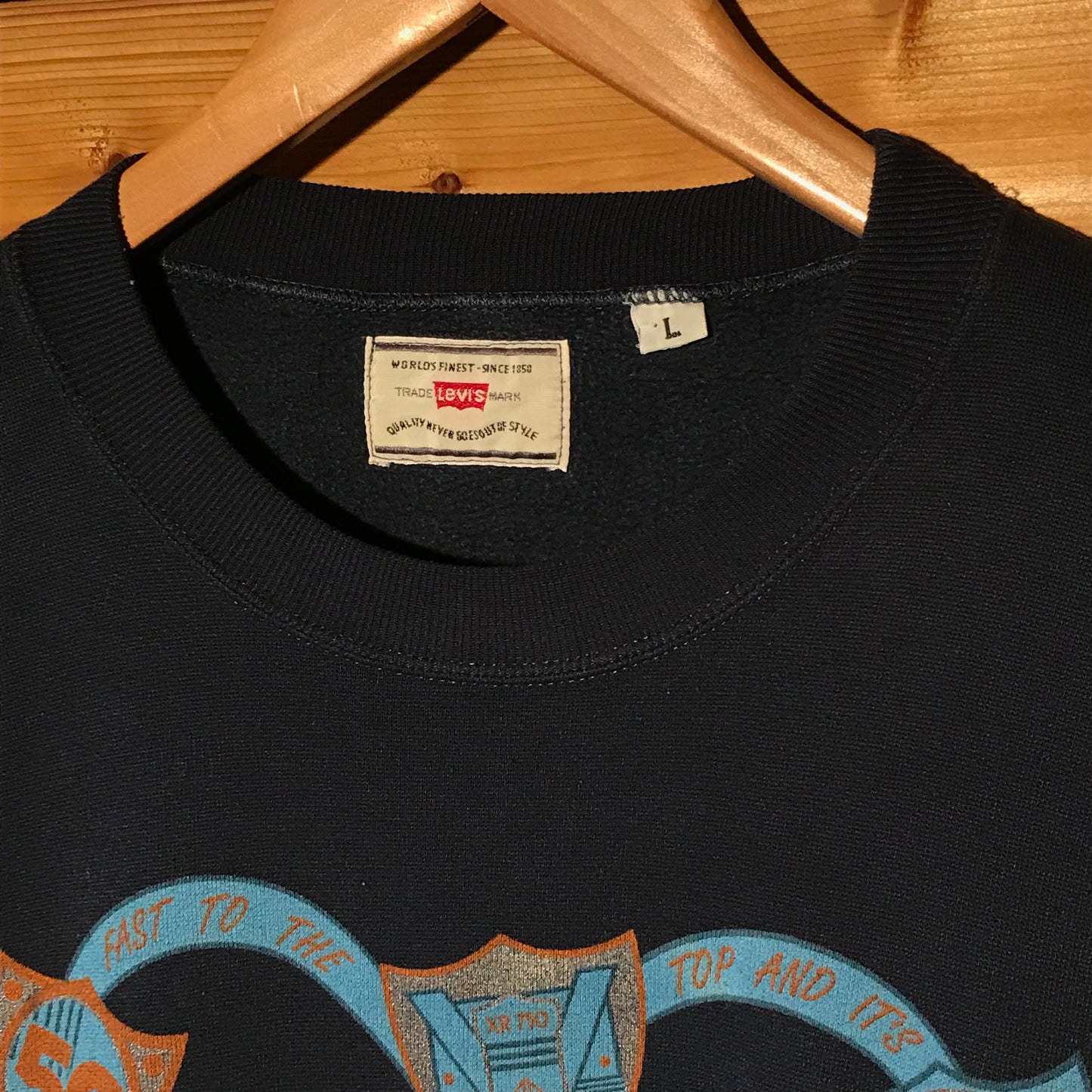 90s Levis Is It Coming Or Not Biker Crest sweatshirt