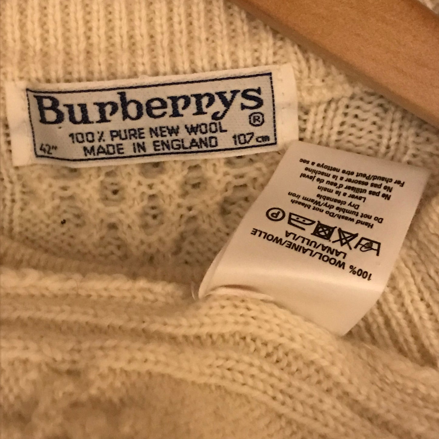 90s Burberry Centre Spellout cable knit sweatshirt