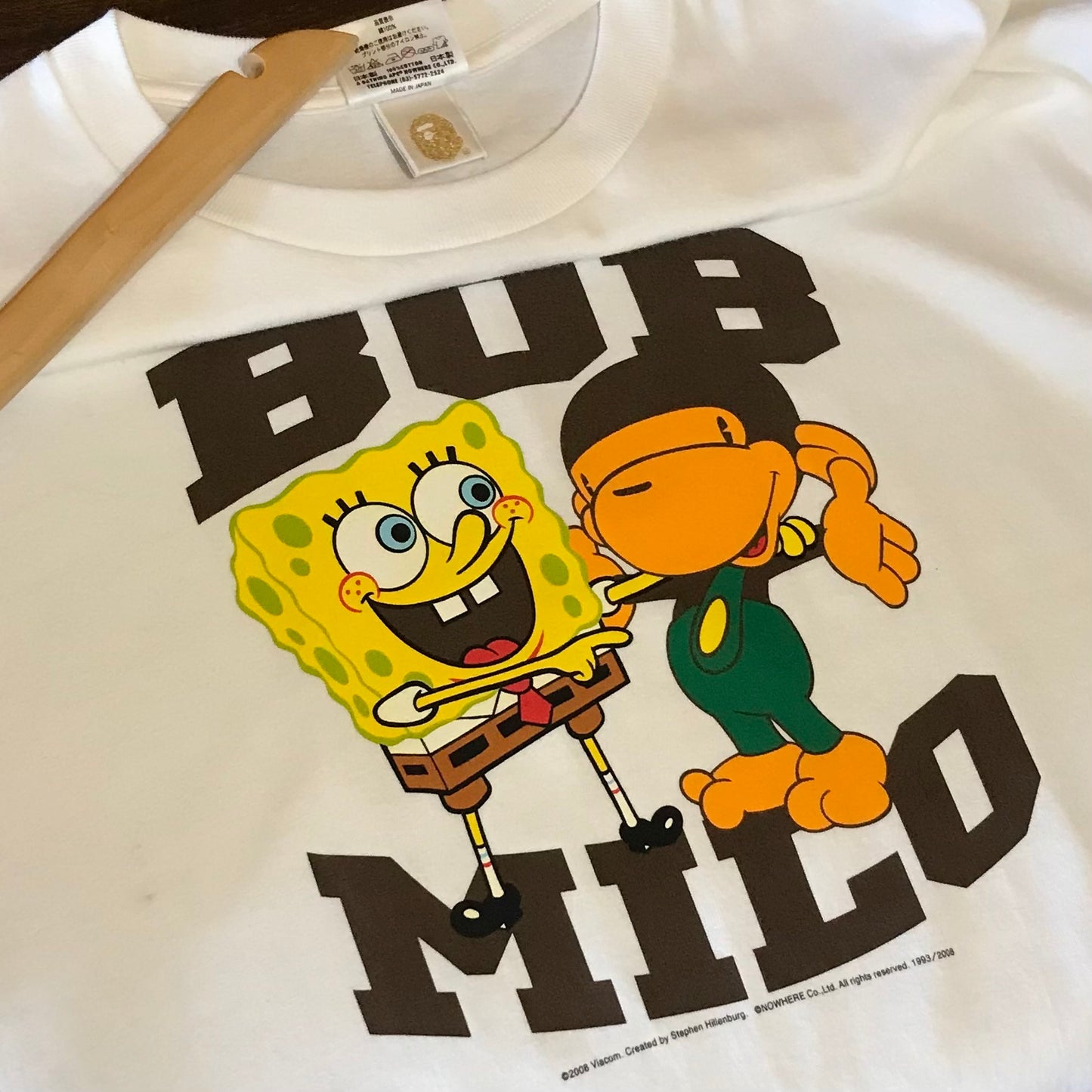 2008 Baby Milo, A Bathing Ape x Spongebob Squarepants t shirt