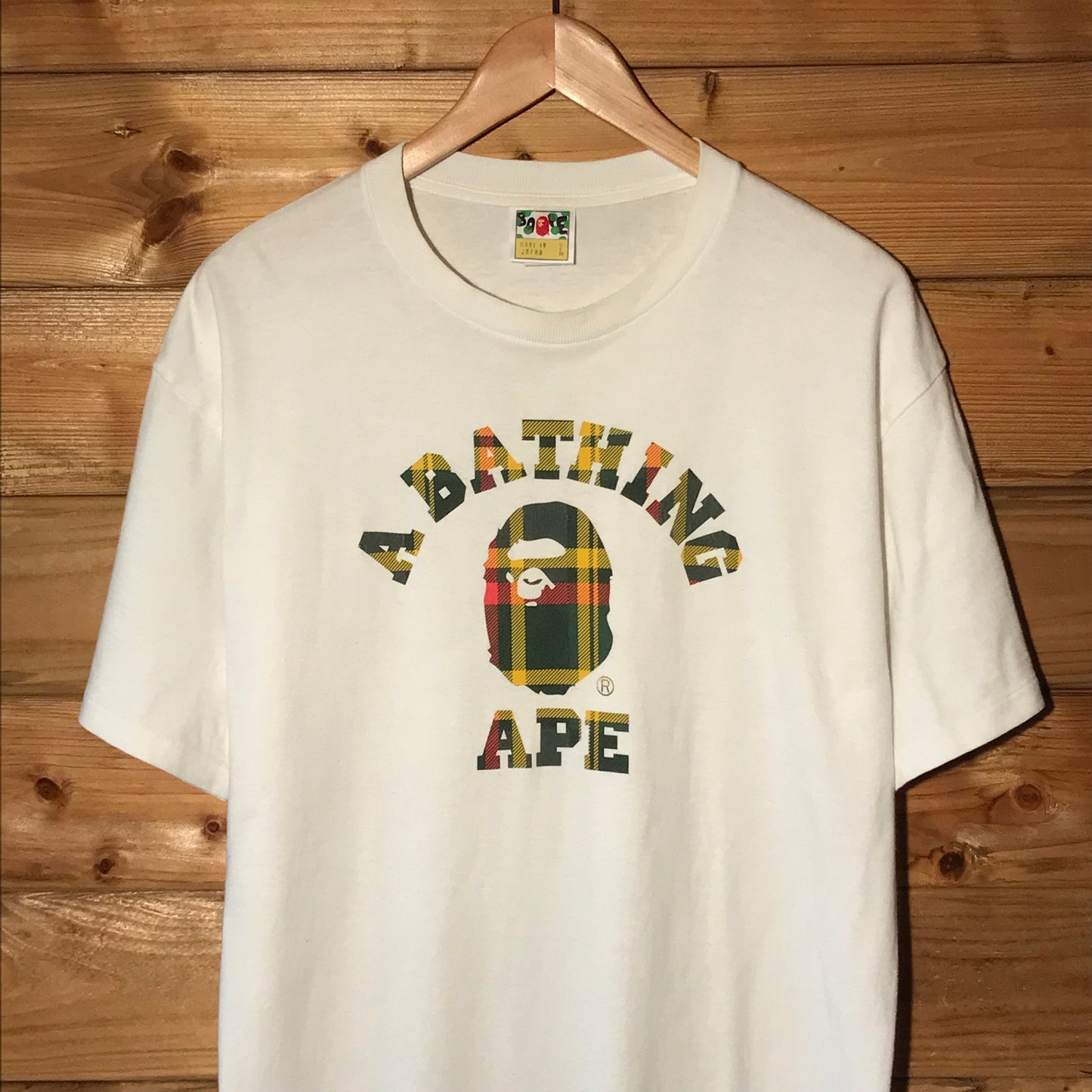 Bape, A Bathing Ape College Spellout Plaid Tartan t shirt