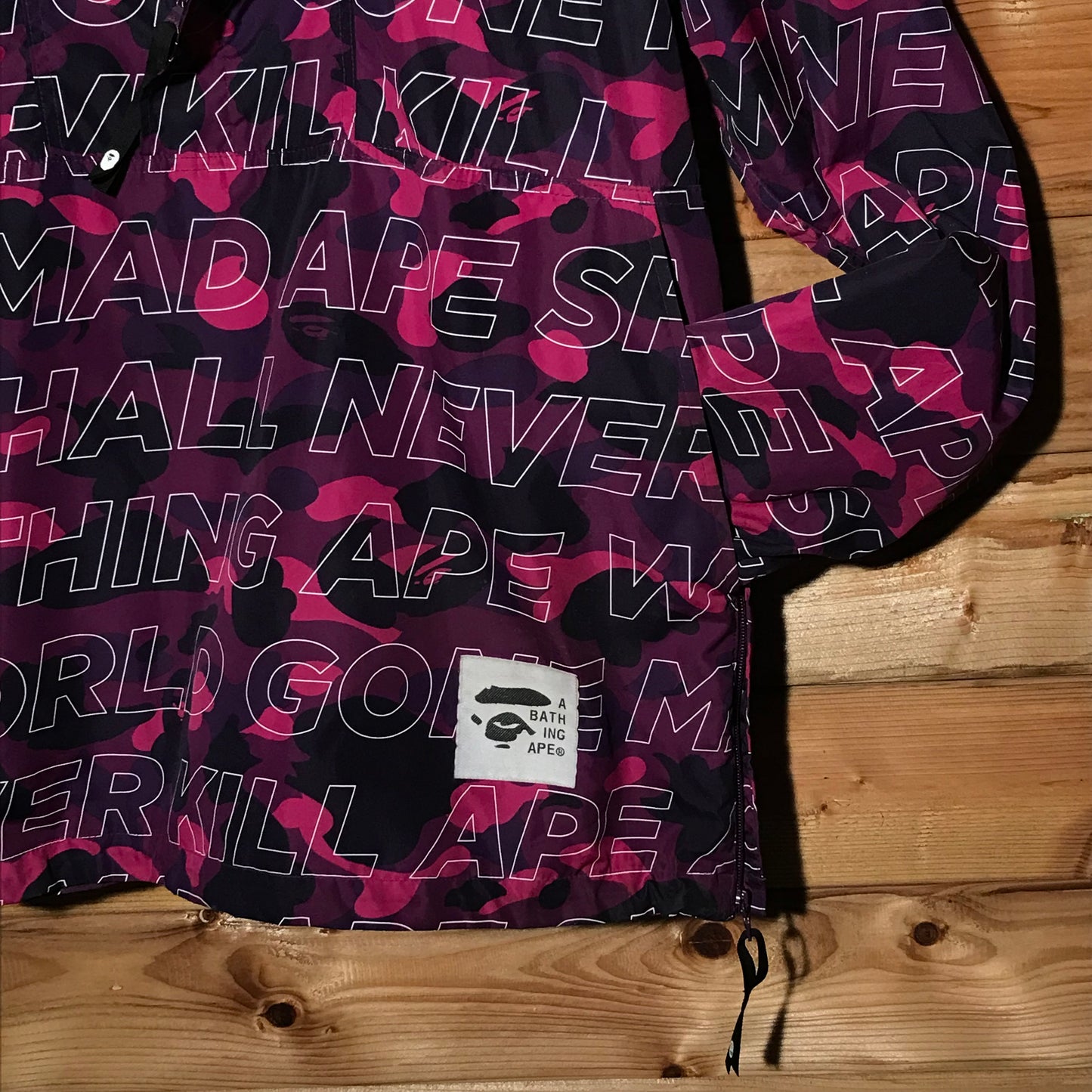Bape, A Bathing Ape Text Colour Purple Camo anorak jacket