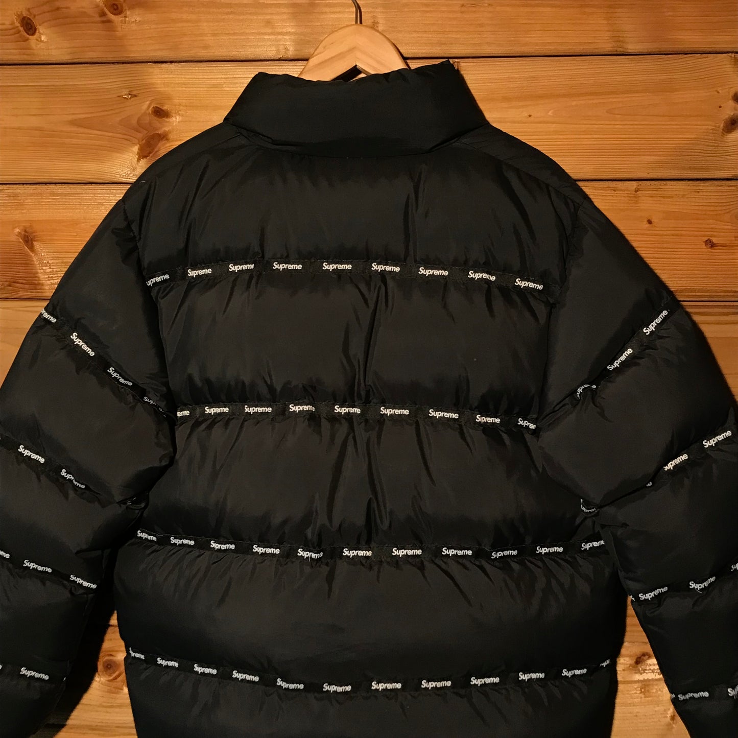 2016 Supreme Taped Repeat Spellout puffer jacket