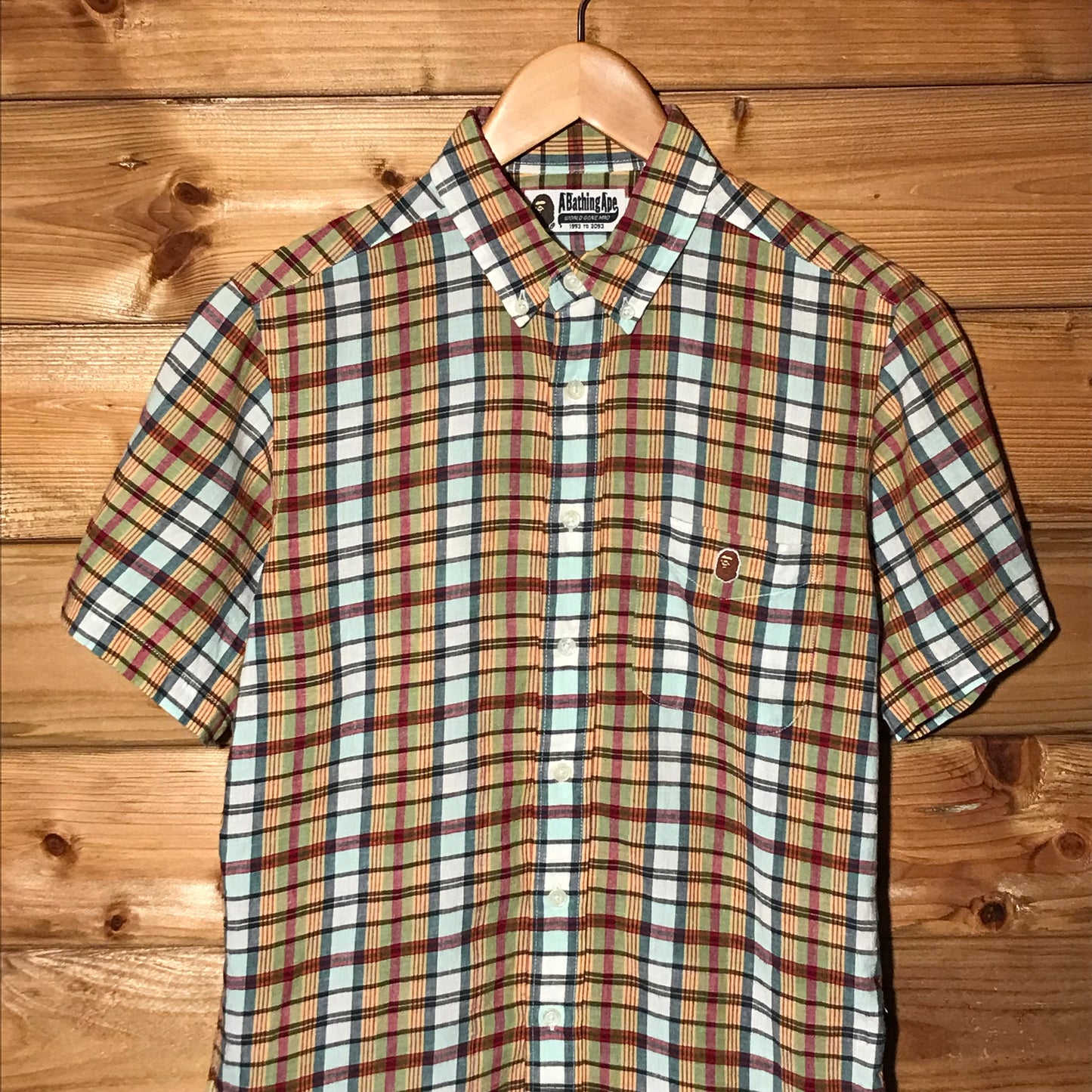 Bape, A Bathing Ape Plaid Tartan button up shirt