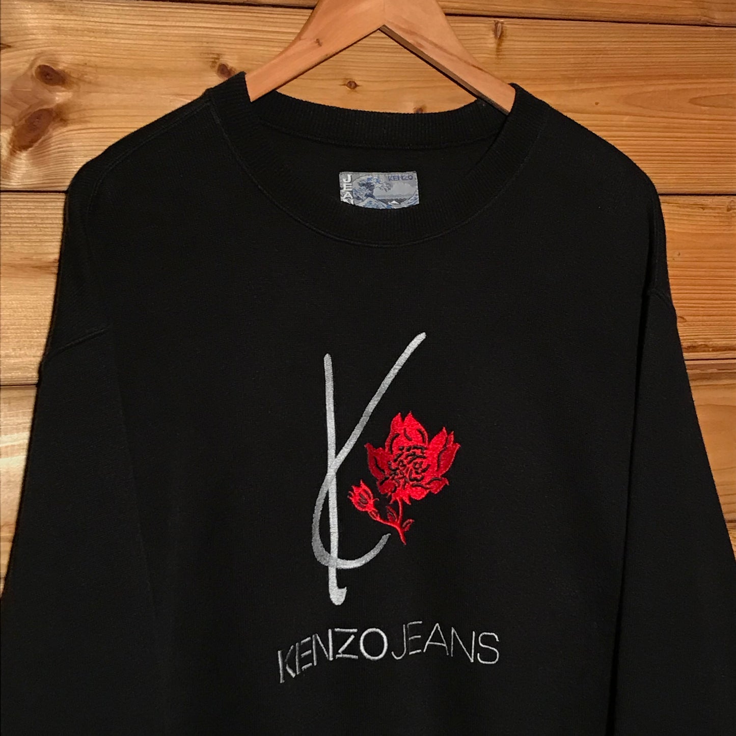 90s Kenzo Jeans Rose Centre Spellout sweatshirt