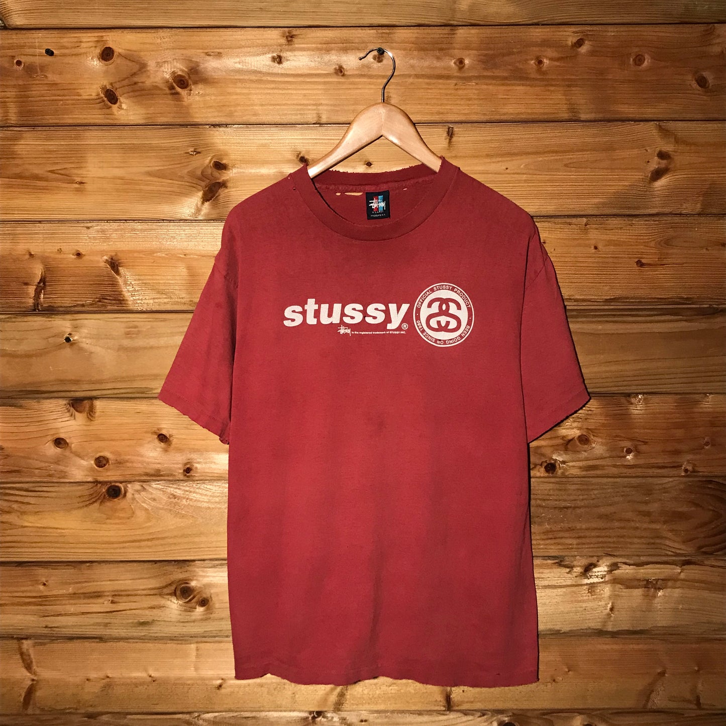 90s Stüssy Centre Spellout Link Logo t shirt