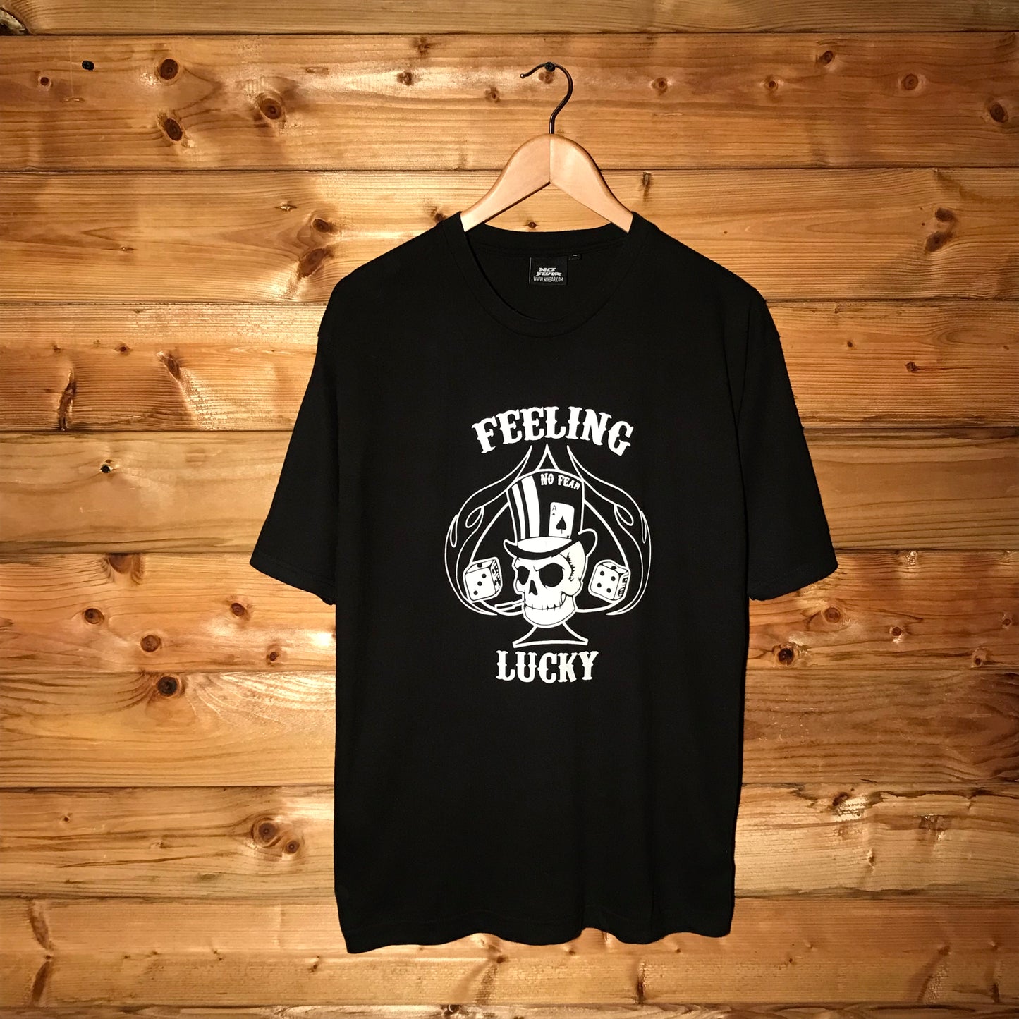 No Fear Feeling Lucky Spellout t shirt