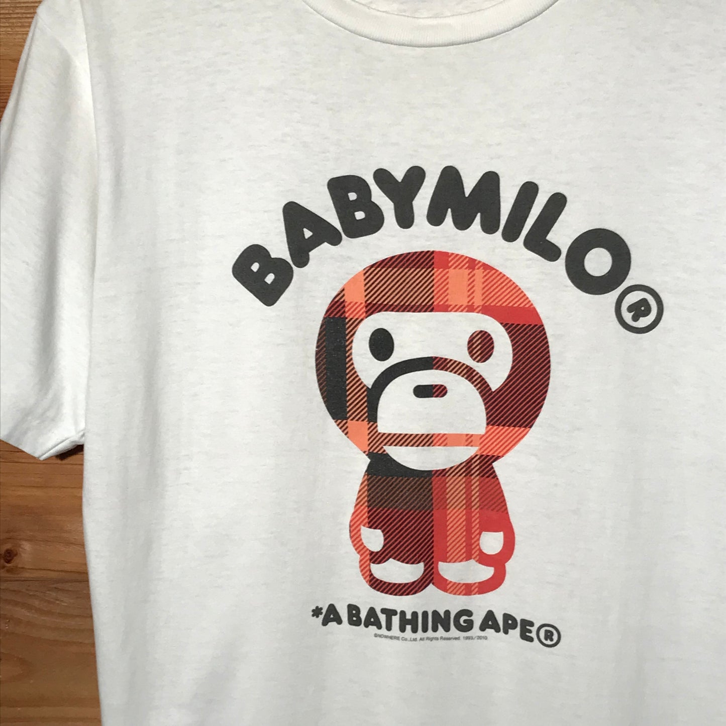 2010 Baby Milo, A Bathing Ape Arc Spellout Plaid Tartan t shirt