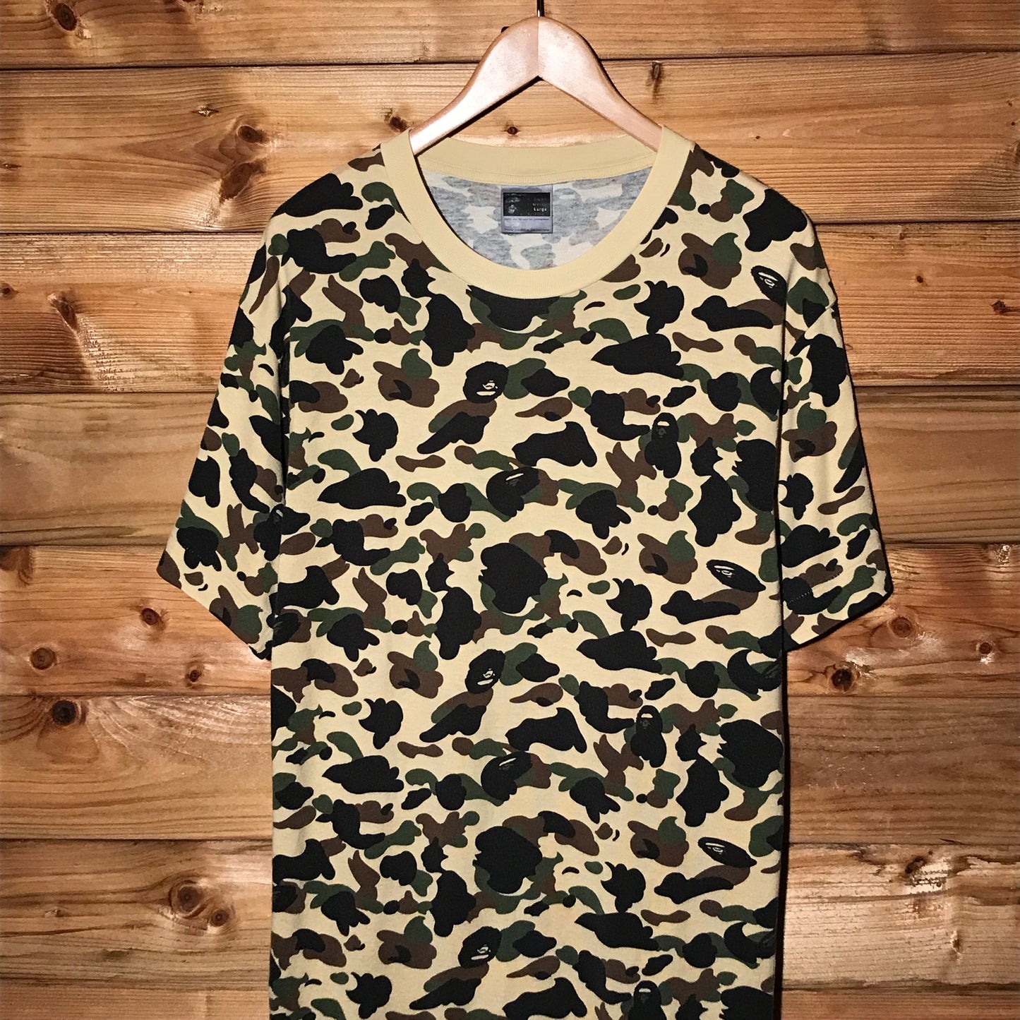 Bape, A Bathing Ape Yellow Camo AOP t shirt