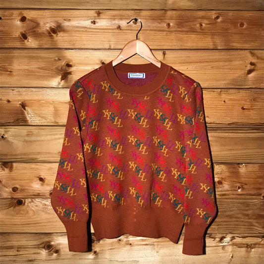90s Yves Saint Laurent Monogram Spellout knit sweatshirt