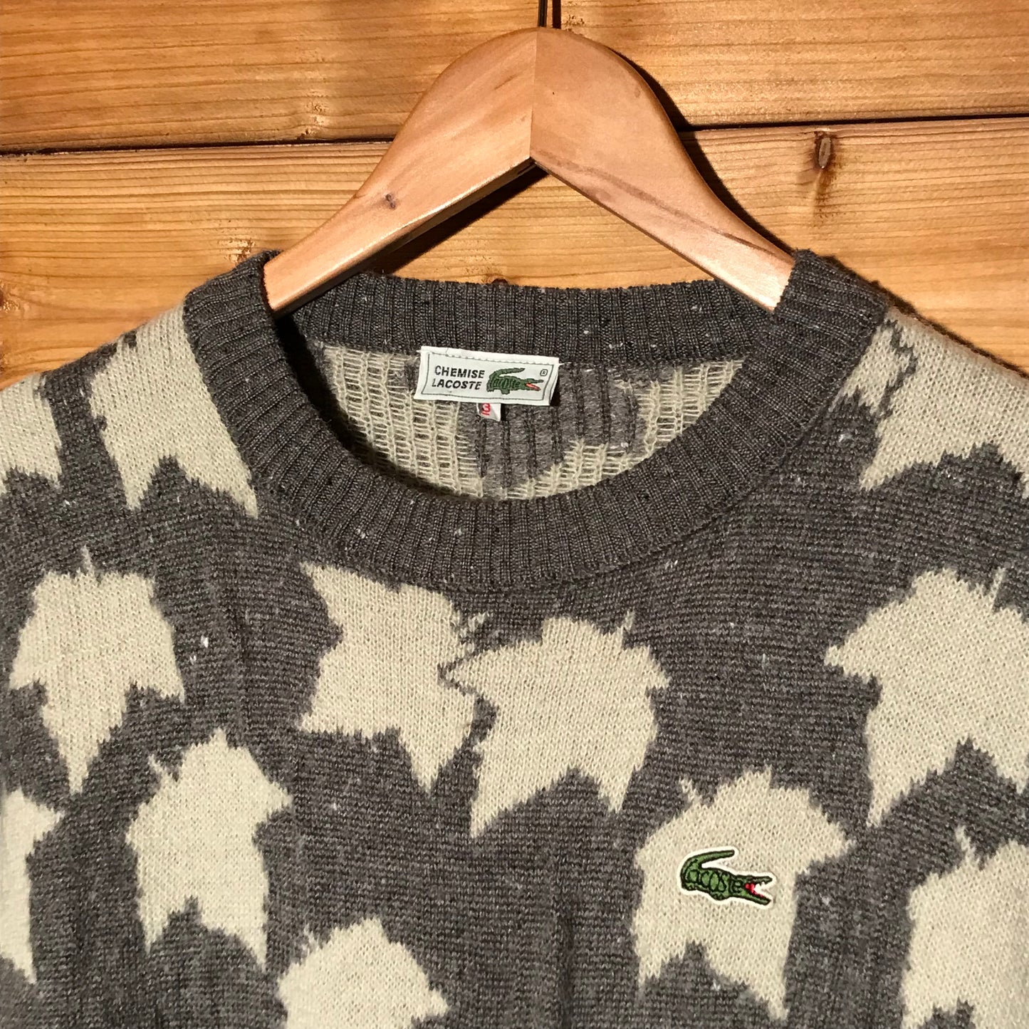 90s Lacoste Falling Leaves AOP knit sweatshirt