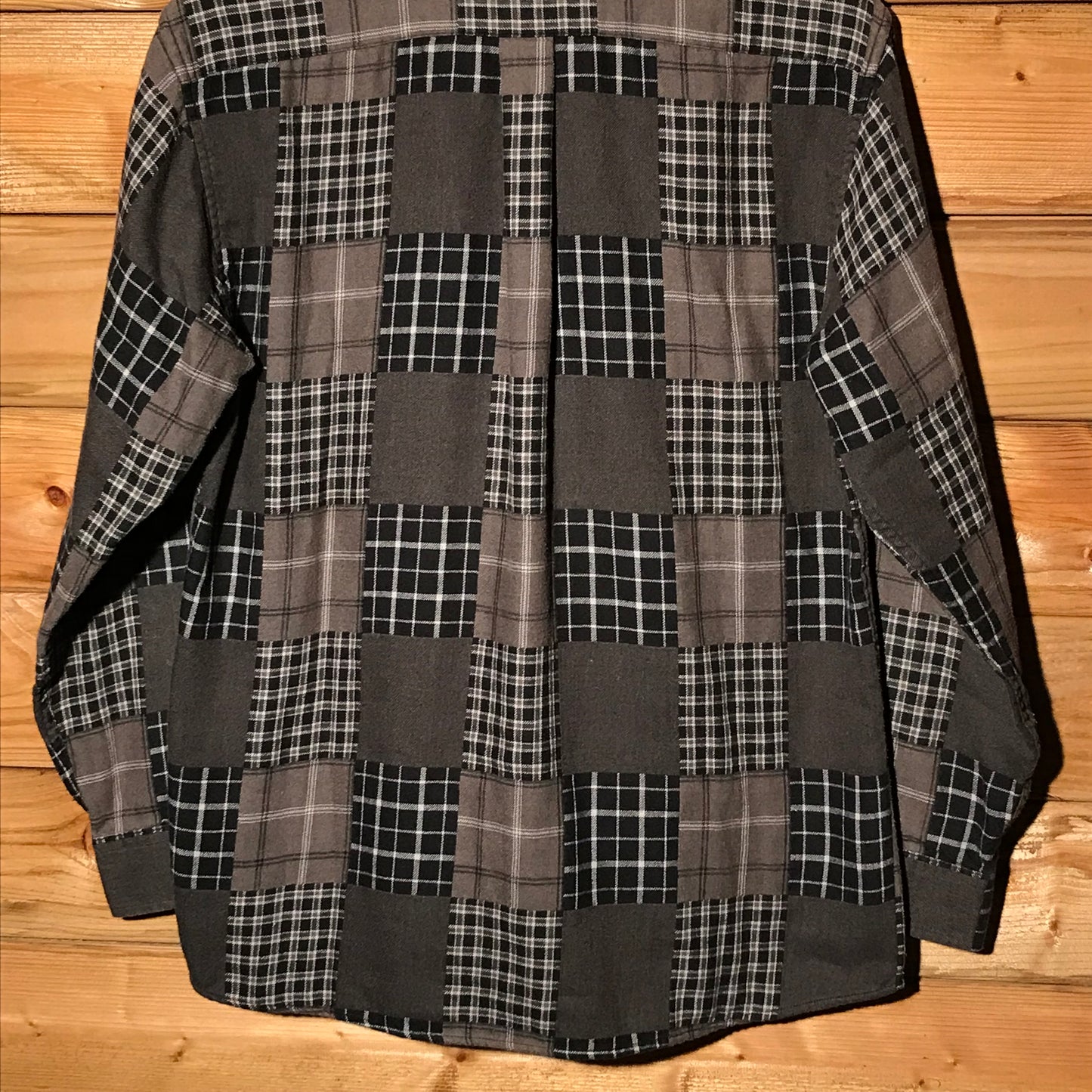 Playboy VIP Plaid Squared Patchwork long sleeve button up shirt