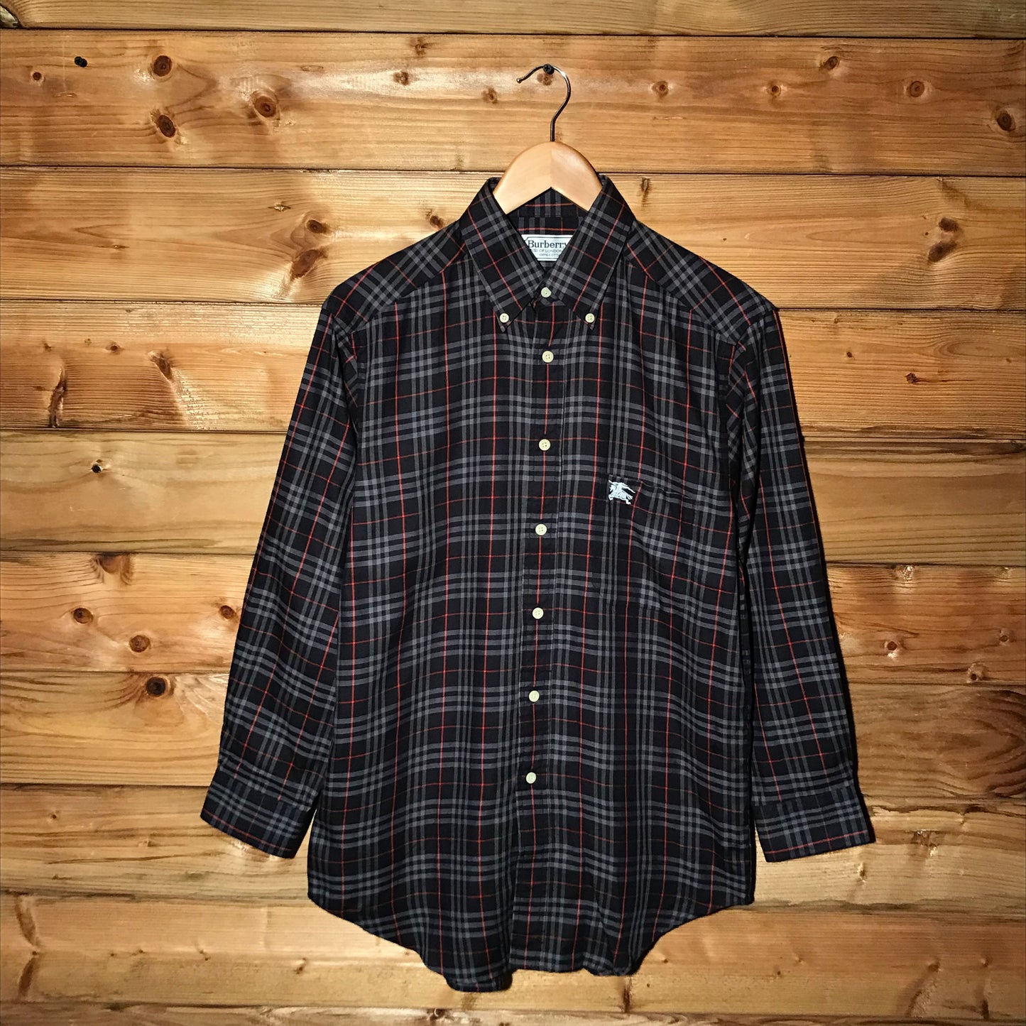 90s Burberry Nova Check Pattern long sleeve button up shirt