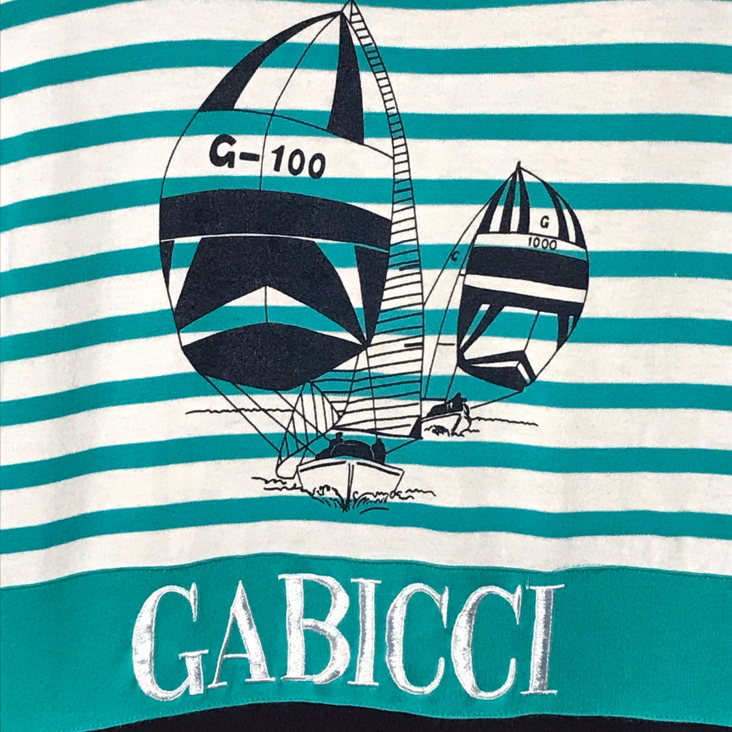 80s Gabicci Sailing Striped Spellout t shirt