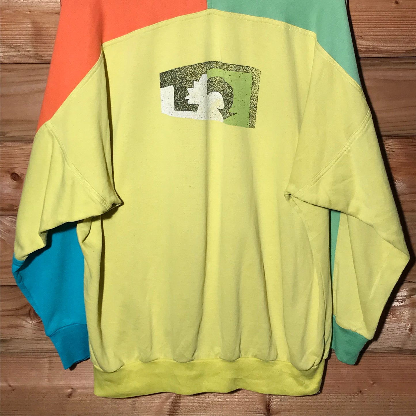 80s Adidas Abstract Colour Block long sleeve polo t shirt