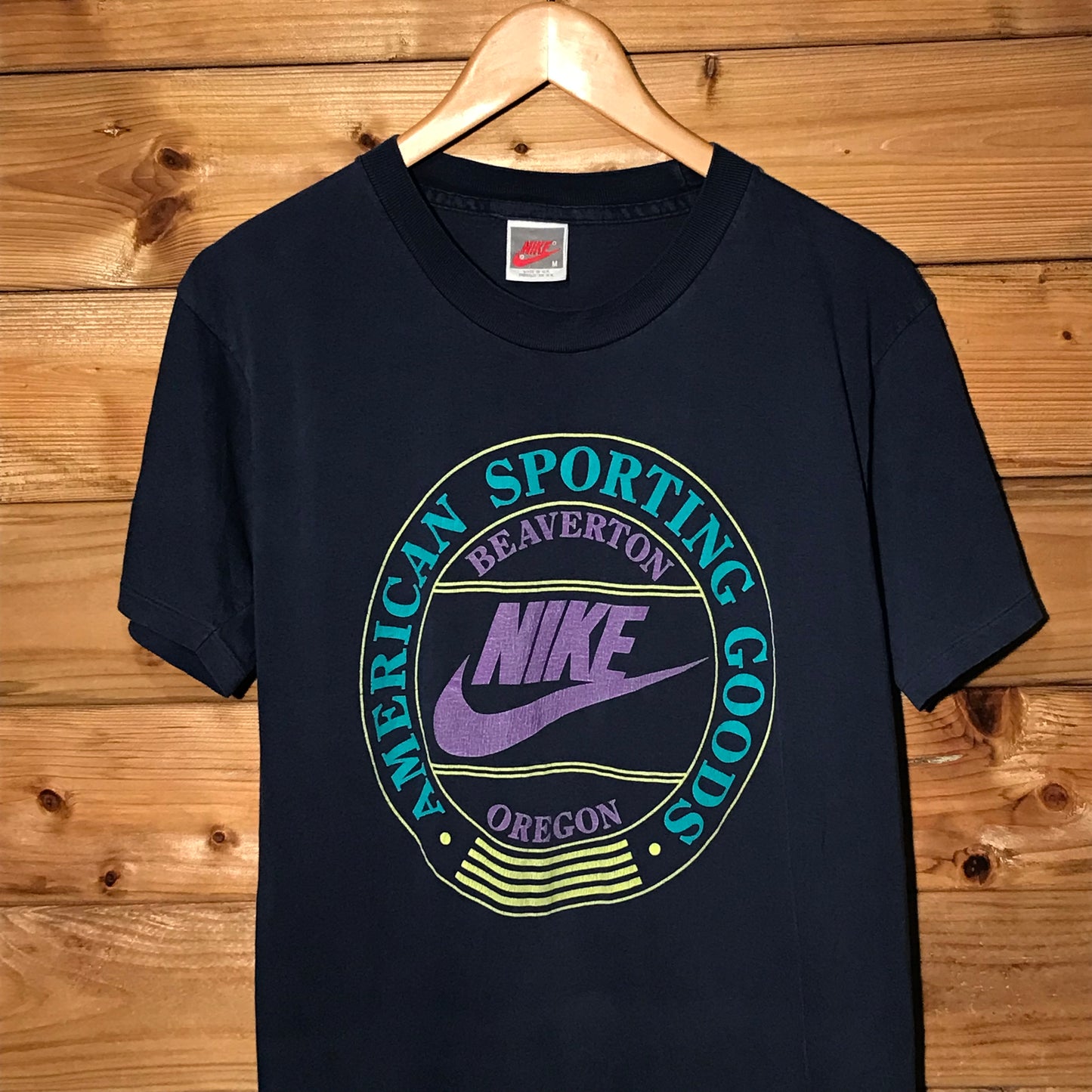 90s Nike American Sporting Goods Arc Spellout t shirt