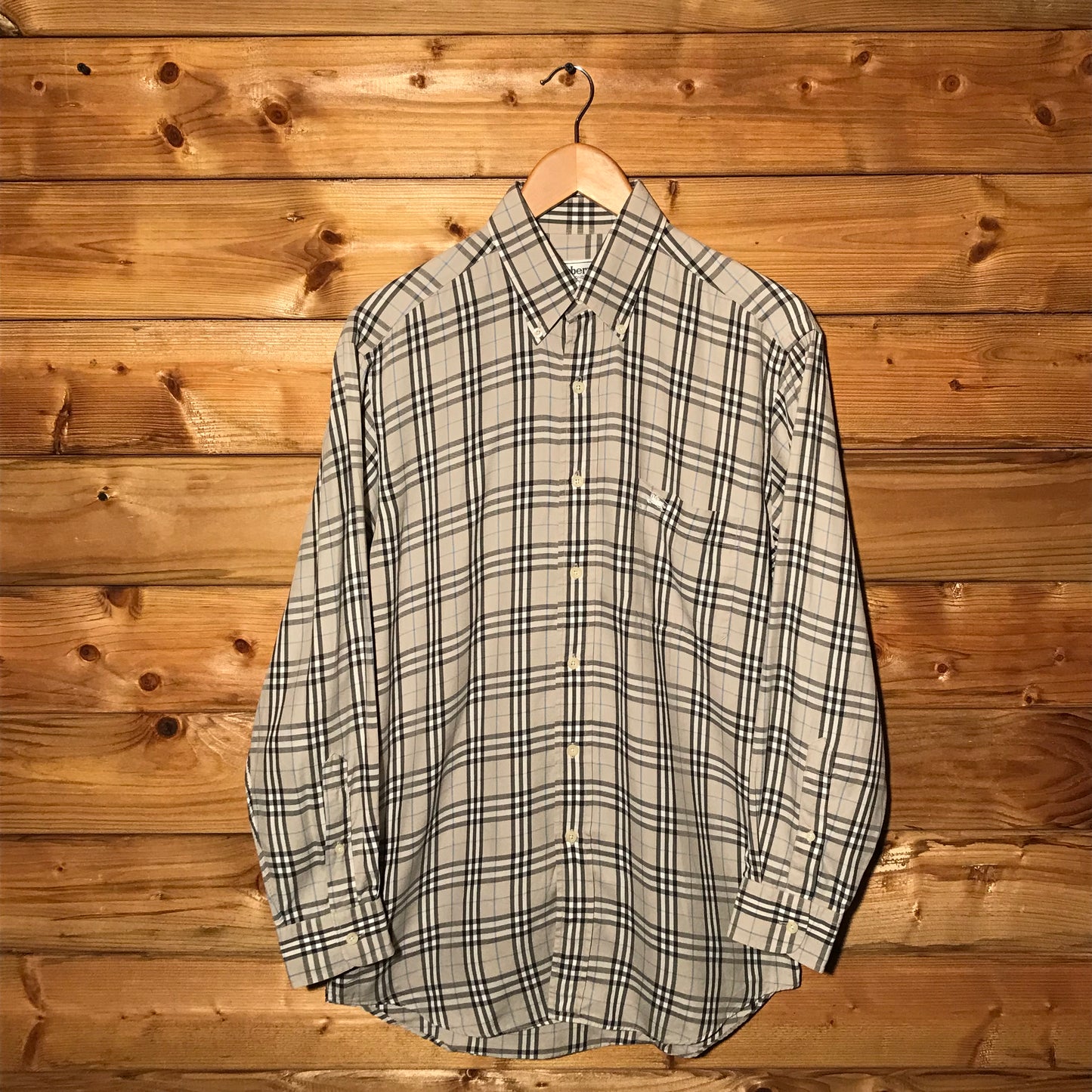 90s Burberry Nova Check Pattern long sleeve button up shirt