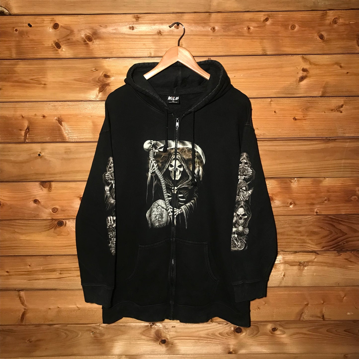 Wild Copyright Grim Reaper Skeleton zip up hoodie