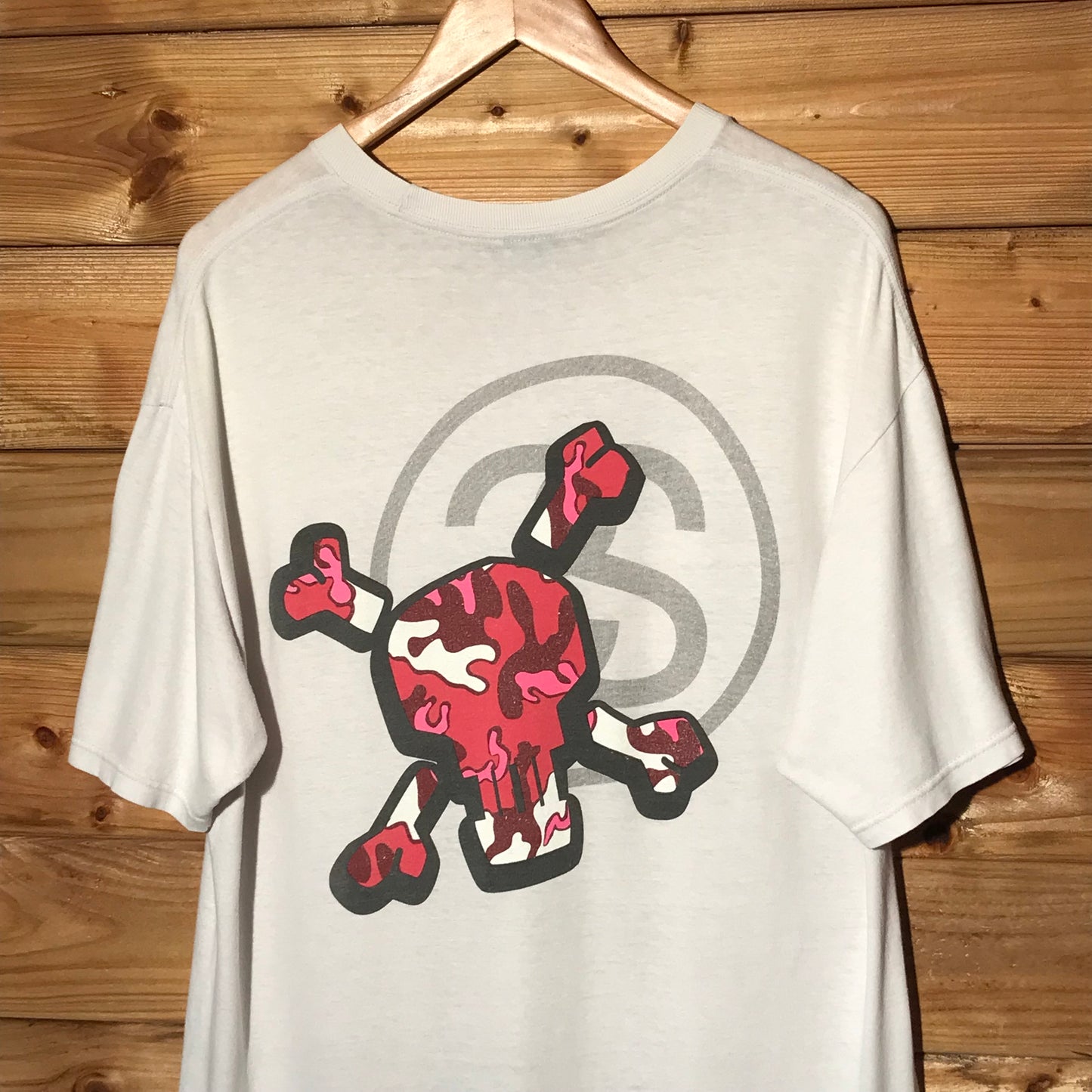 Stüssy Multi Camo Skull and Crossbones t shirt