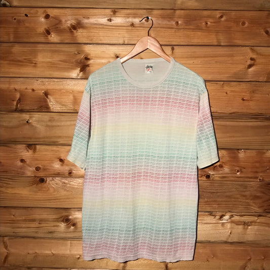 Stüssy Rainbow Gradient Spellouts AOP t shirt