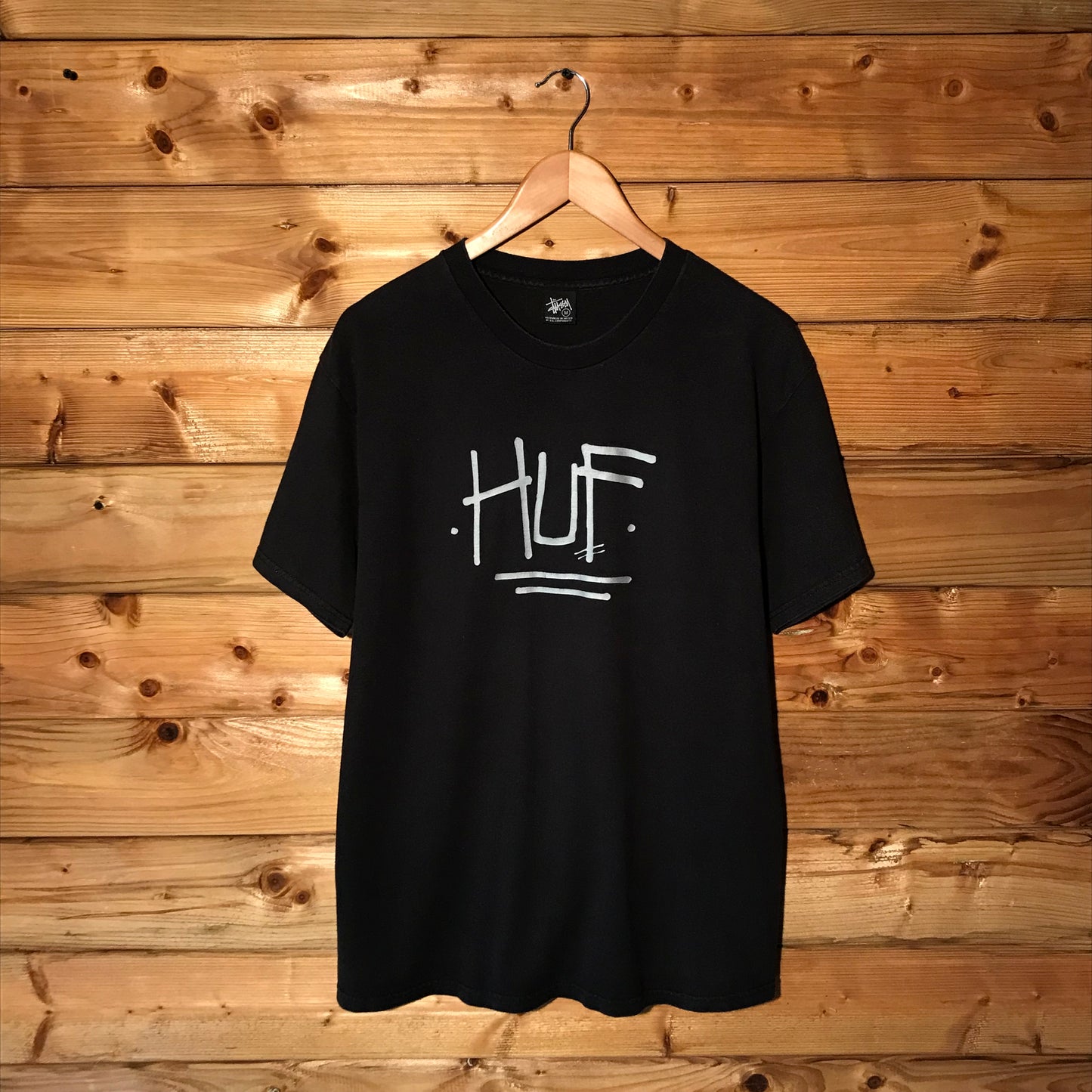 2006 Stüssy x HUF Centre Script Spellout t shirt