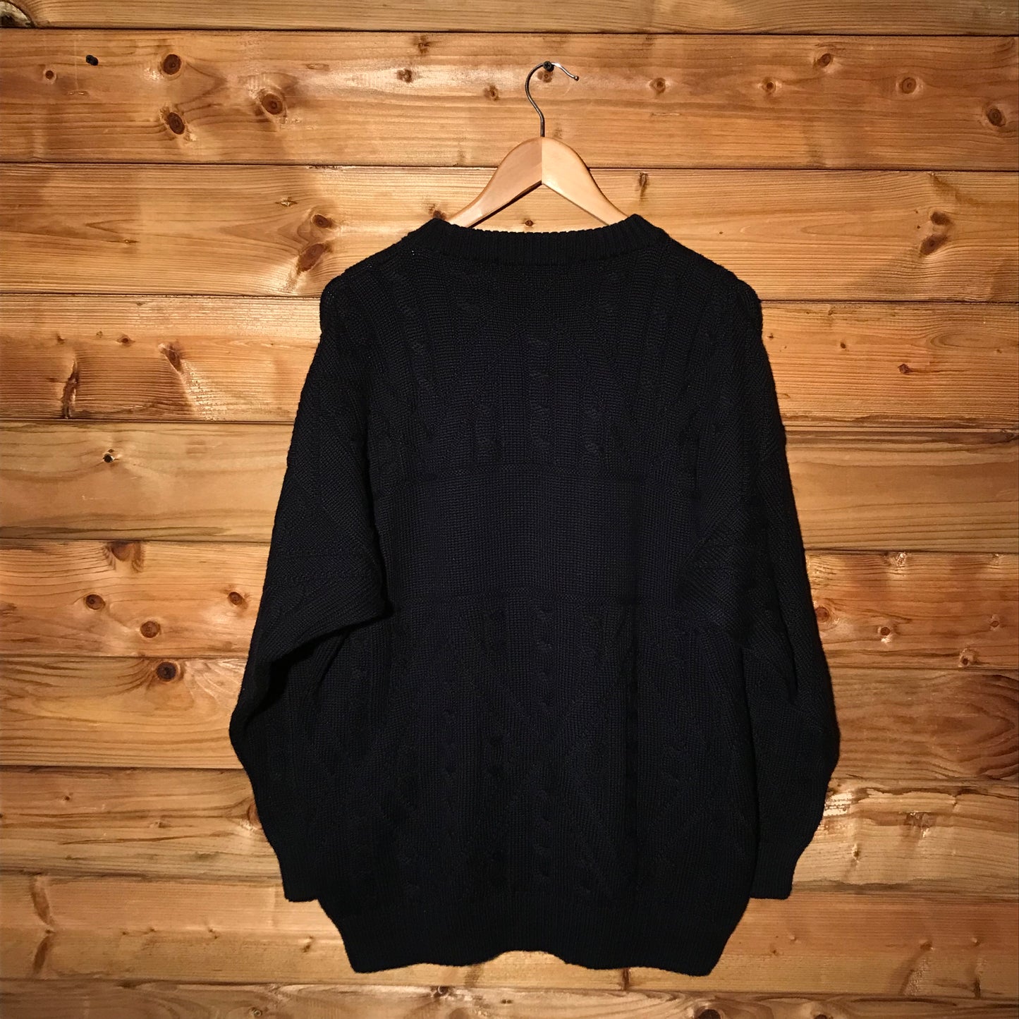 90s Burberry Centre Spellout cable knit sweatshirt