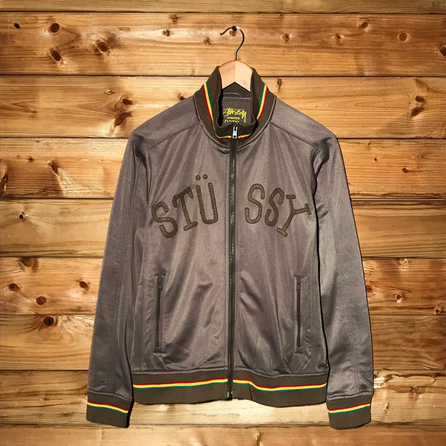 Stüssy Arc Spellout Rasta Striped track jacket