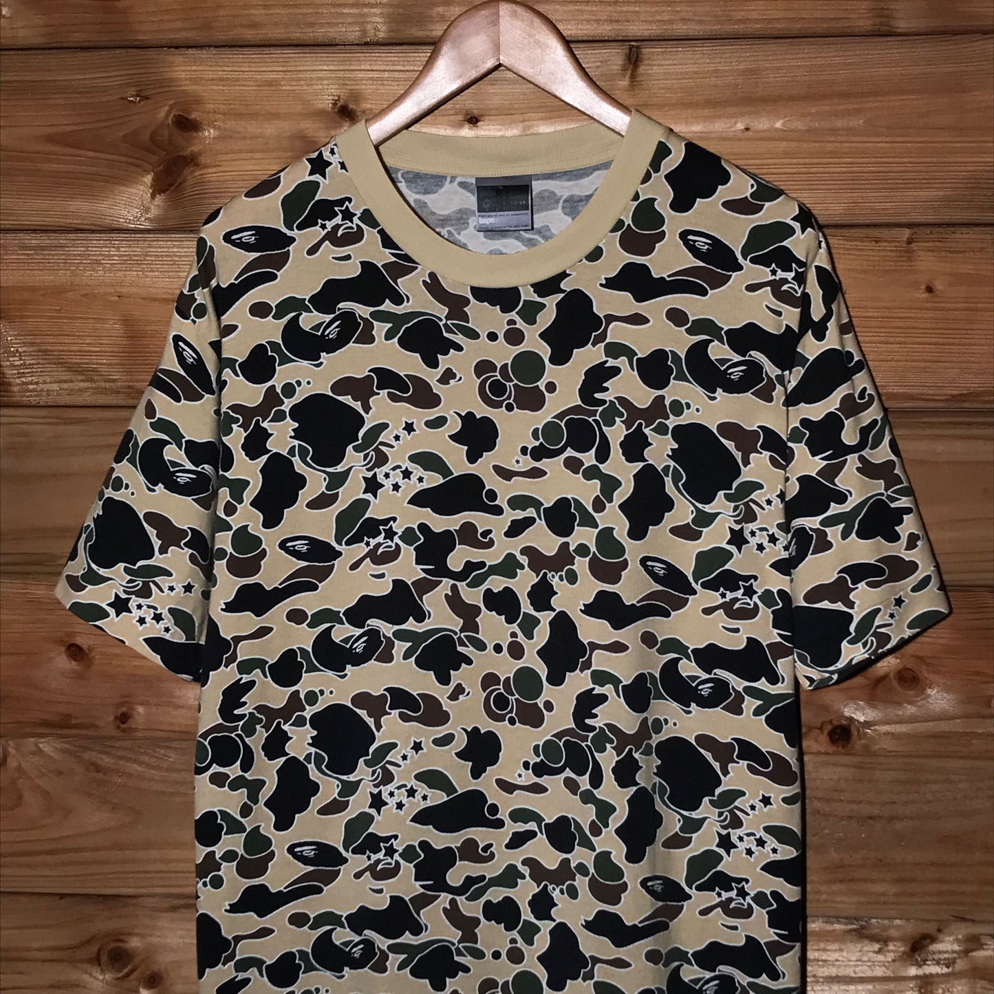 2001 Bape, A Bathing Ape Yellow Psyche Camo AOP t shirt