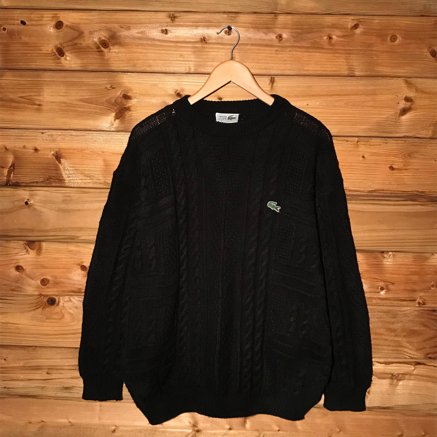 90s Lacoste Essentials cable knit sweatshirt