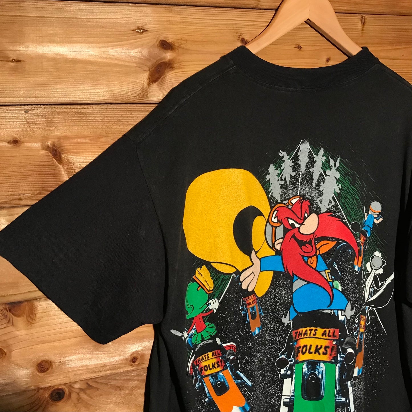 1993 Looney Tunes Motorbike Road Double Sided t shirt