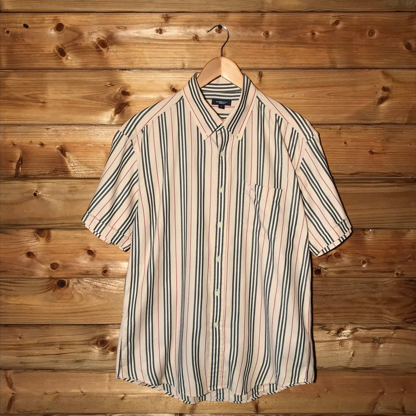 Burberry Nova Stripe Pattern short sleeve button up shirt